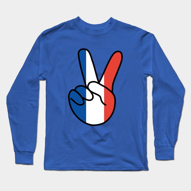 France Flag V Sign Long Sleeve T-Shirt by DiegoCarvalho